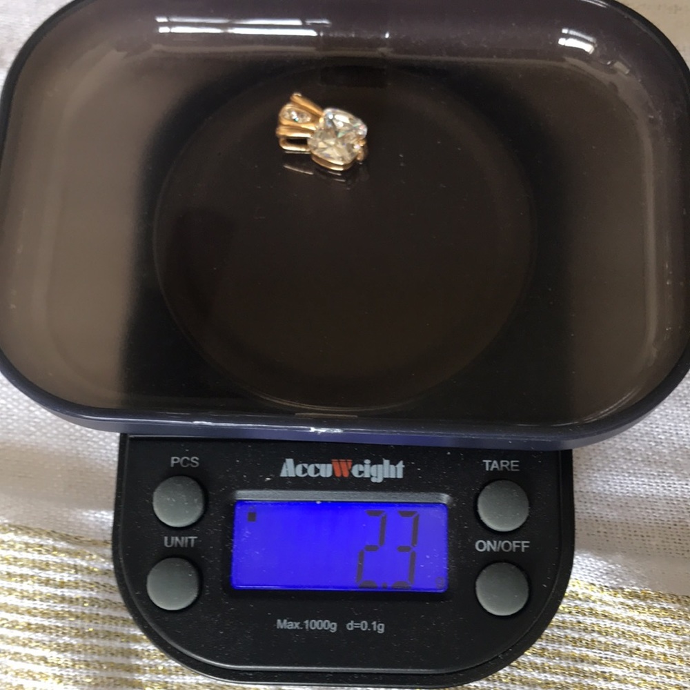 Solid 14k Yellow Clear Crystal Setting Pendant. S… - image 8